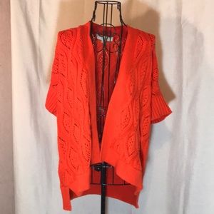Loft open cardigan ~ short sleeves ~ orange ~ XXS